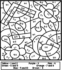 subtraction color by number free printable coloring pages for kids