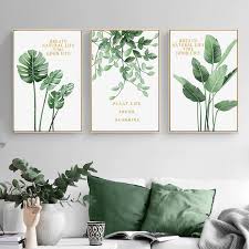 Online Shop Green Plant Home Decoration Wall Art Canvas Painting Monstera Leaf Nordic Posters A Wall Canvas Painting Wall Art Canvas Painting Modern Wall Paint