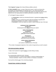 What are the examples of best introduction? For Against Essays From Study Writing By Argumentative
