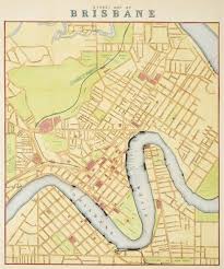 Street Map Of Brisbane Antique Print Map Room Street Map Map Print Map