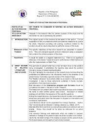 In two to four paragraphs discuss set the context for your literature review and discuss what you will cover or accomplish in this chapter. Doc Template For Action Research Proposal Anabel Sta Cruz Academia Edu