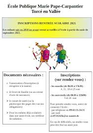 Économisez toute l'année avec.top offres tiendeo pour la rentrée scolaire. Inscriptions Rentree Scolaire 2021 Torce En Vallee