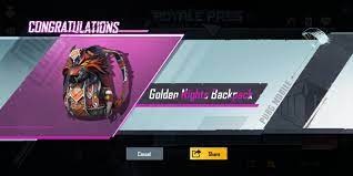 Pubg Mobile Golden Nights Backpack Skin Graphic Card Night Golden Night