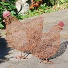 Free Standing Metal Wire Chicken Garden Ornament Two Designs Available This Looks Fab Especially In T Chicken Wire Sculpture Chicken Garden Garden Ornaments