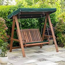 Must have outdoor seating, shop our uk range, perfect for gardens, balconies and living spaces. Kingfisher Fswset5 Hardwood Swinging Hammock Bench Seat With Canopy Multi Colour Amazon Co Uk G Teak Bench Outdoor Wooden Bench Outdoor Outdoor Patio Swing