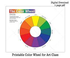 Printable Color Wheel Kids Art Class Teaching Asset Digital Etsy In 2021 Color Wheel Art Kids Art Class Color Wheel