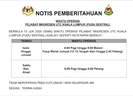 Anda dinasihatkan untuk menyemak kemusykilan berkaitan perkhidmatan di jabatan imigresen malaysia di pautan soalan lazim atau siti@mygcc terlebih dahulu. Makluman Kepada Semua Pelanggan Yang Dihormati Waktu Operasi Baharu Pejabat Imigresen Utc Seluruh Semenanjung Malaysia Bermula 15 Jun 2020 Isnin Permohonan Baharu Pasport Malaysia Antarabangsa Memperbaharui Pasport Malaysia Antarabangsa Di Kaunter Dan
