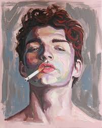 Guy Smoking Painting by Daniel Jaen