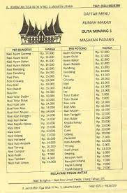 Check spelling or type a new query. Menu Online Picture Of Duta Minang Masakan Padang Yogyakarta Region Tripadvisor