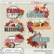 Gingerscraps Word Art 2019 November Word Art Pack By Connie Prince