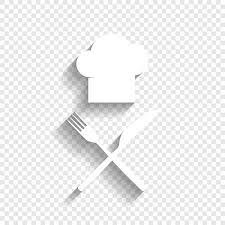 Chef Avec Signe De Couteau Et Une Fourchette Vecteur Icone Blanche Avec Une Ombre Douce Sur Un Fond Transparent Clip Art Libres De Droits Vecteurs Et Illustration Image 80948068