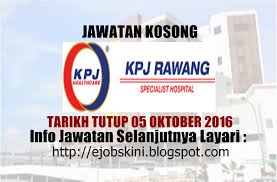 Jawatan kosong rawang jun 2021.there are 71 kerja kosong rawang in and related to jawatan kosong rawang, jobs for rawang, rawang job openings, rawang job vacancies, rawang job opportunities at jawatan kosong 2021. Jawatan Kosong Rawang Specialist Hospital 05 Oktober 2016