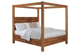 Contemporary rustic, live edge, reclaimed wood, natural wood Wesling Queen Poster Bed Ashley Furniture Homestore