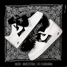 Black And White Bandana Air Force 1 Air Force 1 X Bandanna Customz The Custom Movement In 2020 Nike Air Force Ones Nike Shoes Air Force Custom Nike Shoes