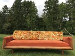 Quantity quantity add to cart. Vintage Mid Century Modern Groovy Floral Sofa Couch Orange Retro Day Bed Mcm Vtg Ebay