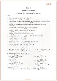 Cbse Class 11 Maths Chapter 13 Limits And Derivatives Formulas