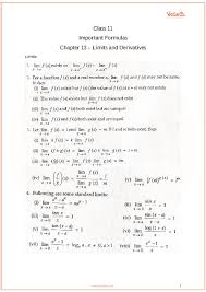 cbse class 11 maths chapter 13 limits and derivatives formulas