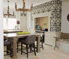 The black and white kitchen is a classic that is never 'out of style', making it a perfect choice for those who are not too keen on constantly changing the but designing and decorating a black and white kitchen is not as easy as just putting stuff in both these hues together. White Kitchen Cabinets And Modern Wallpaper Ideas For Decorating With Kitchen Wallpaper