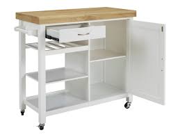 Desserte bouteilles et verres avec tiroir. Desserte A Roulettes Skyler Hevea Mdf Coloris Blanc
