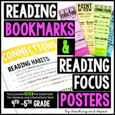 Reading Bookmarks Reading Focus Posters 4th 5th Grade