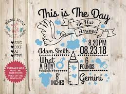 Download Baby Boy Birth Announcement Chart In Svg Dxf Eps Ai 94560 Svgs Design Bundles
