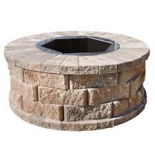 Fire pit kits home depot. Rockwall Collection In Palomino Outdoors The Home Depot Fire Pit Kit Fire Pit Round Fire Pit