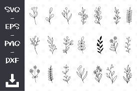 Brush, paint, stroke, drawn, vector, hand, ink, element, pattern, shape, stain, border, watercolor, splash, line, graphics, black, abstract, marks. Hand Drawn Flowers And Leaves Graphic By Wanchana365 Creative Fabrica
