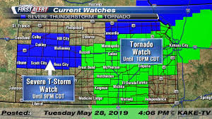Conditions are favorable for development of a tornado. Tornado Watch Issued For Dozens Of Kansas Counties Kake