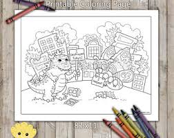 Download Godzilla Coloring Etsy