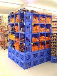 Milk Crates As Shelves A Cheap Way Of Displaying Our Tapes Cassettes Craft Materials Me And Adam Already Milk Crate Storage Milk Crate Furniture Milk Crates
