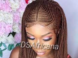 Lace Frontal Cornrow Braided Wig In 2021 Braids Wig Lace Frontal Wig Short Hair Wigs
