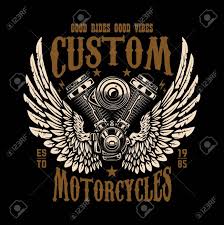 Emblem Template With Winged Motorcycle Motor Design Element For Poster Logo Label Sign T Shirt Vector Illustration Illustrat Di 2020 Seni Grafis Desain Logo Seni
