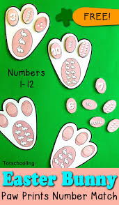 Maybe you would like to learn more about one of these? Easter Bunny Paw Prints Number Matching Totschooling Toddler Preschool Kindergarten Educational Printables