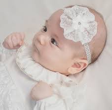 baby girls white baptism christening headband