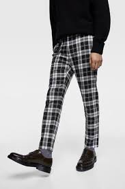 Plaid pants in woven, stretch cotton fabric with a regular waist and zip fly. Black And White Plaid Pants Outfit Men Novocom Top