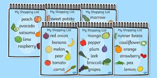 Fruit And Vegetable Shopping List Cards Teacher Made