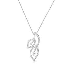 Leaf Motif Diamond Pendant 14k White Gold Diamond Stores Long Island Fortunoff Jewelry Fortunoff Fine Jewelry