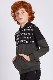 Tommy Life Tommy Life Kapusonlu Yazi Baskili Haki Erkek Cocuk Sweatshirt Kapusonlu Pamuk Yaz