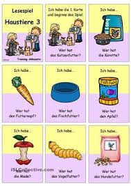 Lesespiel 3 Haustiere Ich Habe Wer Hat Lesespiele Lesen Haustiere