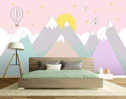 Maybe you would like to learn more about one of these? Amazon Com Murwall Kids Wallpaper Cartoon Pink Mountain Wall Mural Hot Air Balloon Wall Art Nursery Wall Decor Childroom Girls Bedroom Handmade