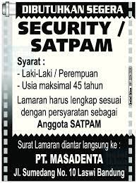 Lihat info lowongan kerja hari ini di bandung bulan juni 2021, terdapat 8 lowongan kerja terbaru yang sedang dibuka. Lowongan Kerja Security Di Bandung Lowongan Kerja Terbaru Indonesia 2021