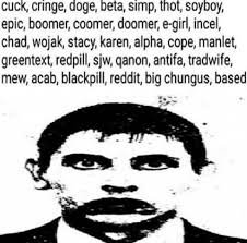 Check spelling or type a new query. Cuck Cringe Doge Beta Simp Thot Soyboy Epic Boomer Coomer Doomer E Girl Incel Chad Wojak Stacy Karen Alpha Cope Manlet Greentext Redpill Sjw Qanon Antifa Tradwife Mew Acab Blackpill Reddit Big Chungus