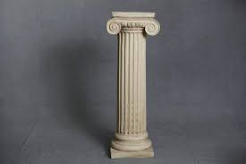 White plaster winter pedestal column candle holder 10 1/2h signed mk 1978 vtg. Greek Style Plaster Pedestal Or Column With Chapiteau In Ionic Order At 1stdibs