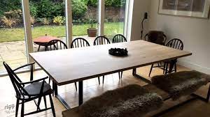 It's top measures w x 58 in. Oak Dining Table Angled Legs