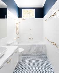 The tile's bright blue color and handmake look will make a statement in your room. Minimalism Design Style On Instagram Navy Blue And White Bathroom Bathroom Interior Design Bathroom Renovation Diy Bathroom Interior