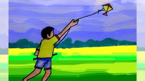 How to draw a little boy flying kite | easy drawing for kids. How To Draw A Kite Flying Scenery With A Boy For Kids By Indrajit Art School Youtube