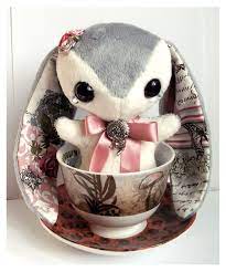 Celine Handmade Teacup Bunny Plushie For Sale By Tiny Tea Party Handmade Plush Tea Cup Bunny Cute Stuffed Animals