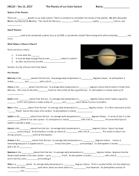 Planets Worksheet December 11 2017 Solar System Worksheets Solar System Earth And Space Science