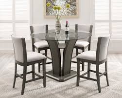 Solid asian wood craftsmanship in the chairs and table ensure lasting use. Crown Mark Camelia Grey Counter Height Glass Dining Set Counter Height Dining Table Set Dining Room Sets High Dining Table