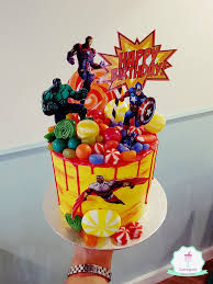 Birthday Cake For Hero Marvel Heroes Drip Cake Superhero Birthday Cake Marvel Cake Marvel Birthday Cake